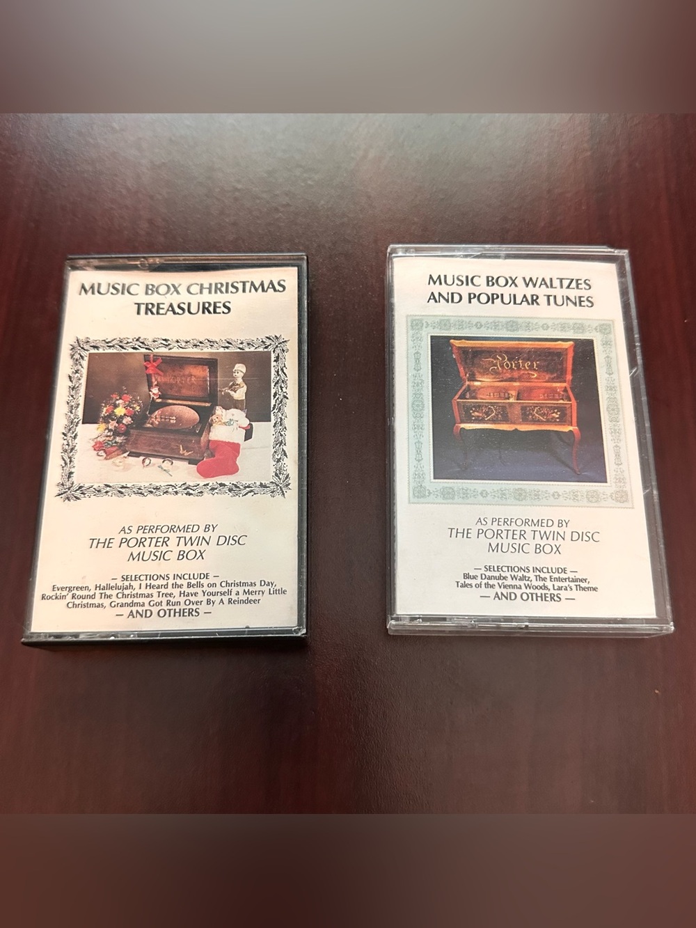 Porter Twin Disc Music Box Cassette Tape Lot of 2 Christmas & Waltzes EUC